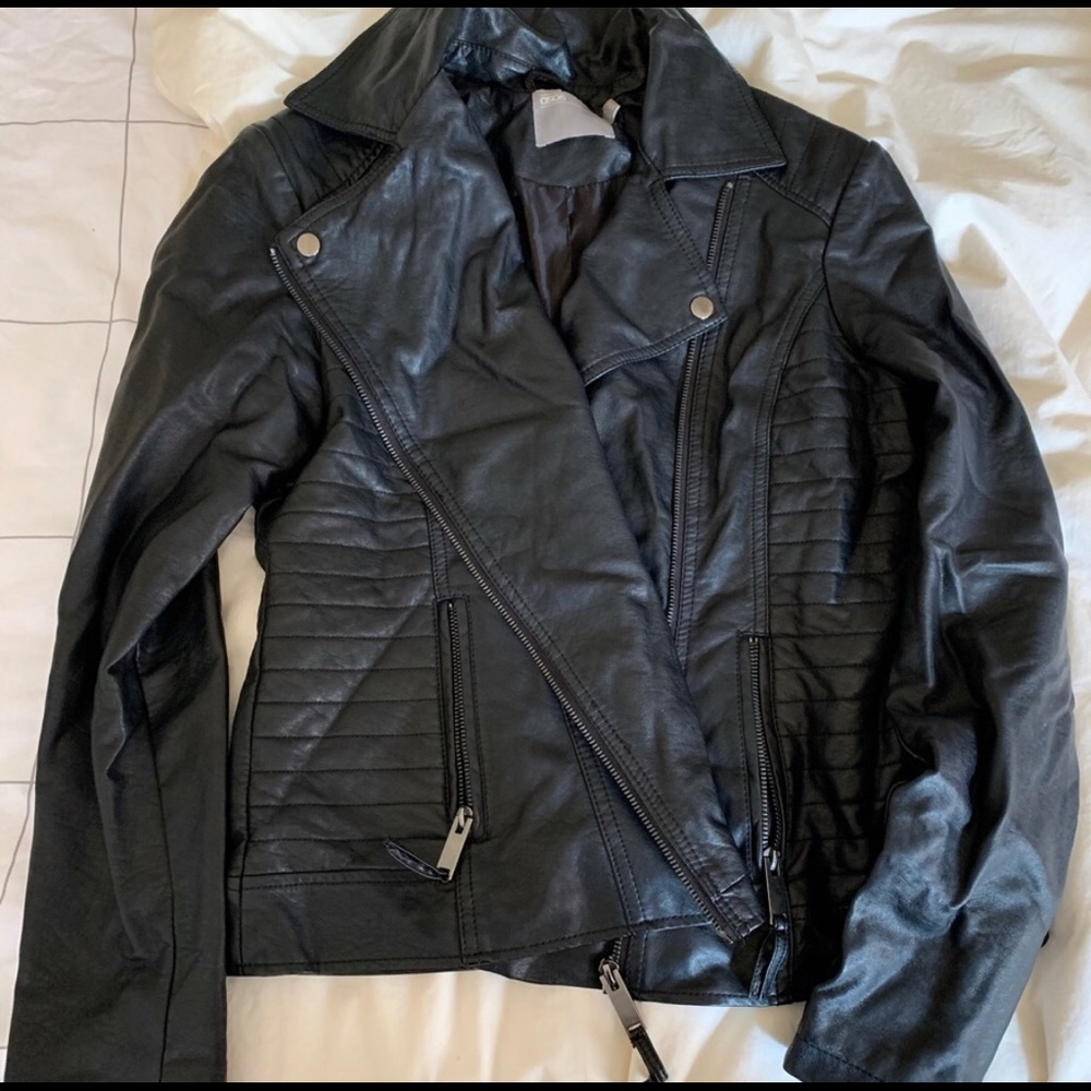 Faux black motorcycle leather jacket - worn once.